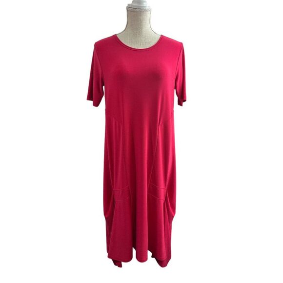 Sympli Midi Dress Sz 8 Stretch Drapey Lagenlook Minimalist Travel - Picture 1 of 12